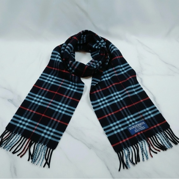 Burberrys Lambswool Scarf - Blue Nova Check - Made in England - Picture 4 of 6